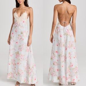 New Zimmermann Halliday A Line Maxi Dress Floral Scalloped Lace Trim Open Back